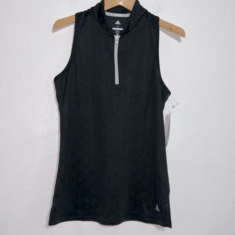 New Adidas Black Racerback Polo Size S